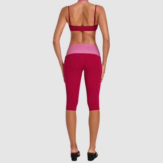 Wholesale Women's Faux-layered Bra Bra+Fold-over Waistband Shorts 2-Piece Set