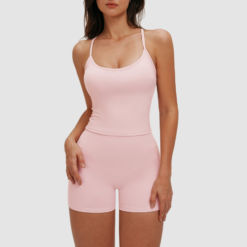 Wholesale yoga tank top with bra pads + shorts