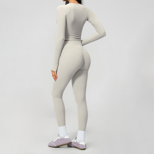 Wholesale Women's Cream-Feel Fleece Long Sleeve Top & High-Waist Leggings Set
