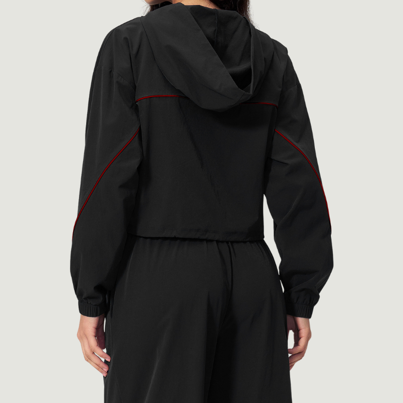 Wholesale Women's UPF50+ Sun Protection Colorblock Cropped Hoodie Jacket – Lightweight Breathable Outdoor Running Sportswear