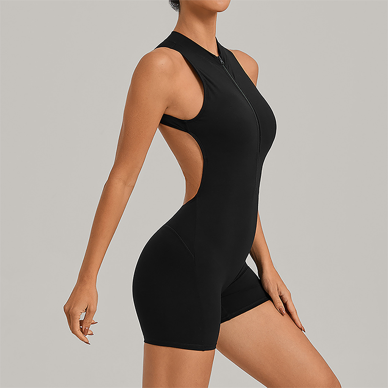 Wholesale Half zip Integrated hip lifting jumpsuit