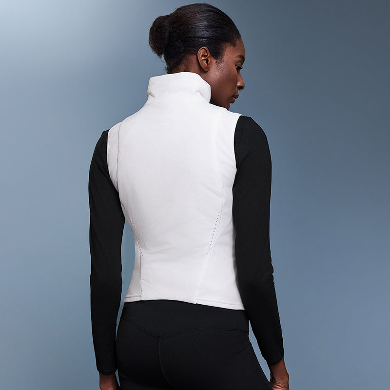 Light fleece-lined cropped stand-collar windproof vest