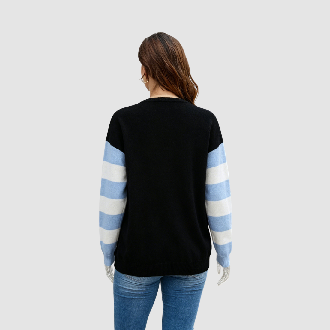 Wholesale Women’s Contrast Flower Stripe Knit Cardigan
