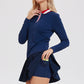 Colorblock polo collar sports top