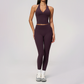 Wholesale Women's Cream-Feel Fleece Deep-V Halter Neck Tank Top & Leggings Set