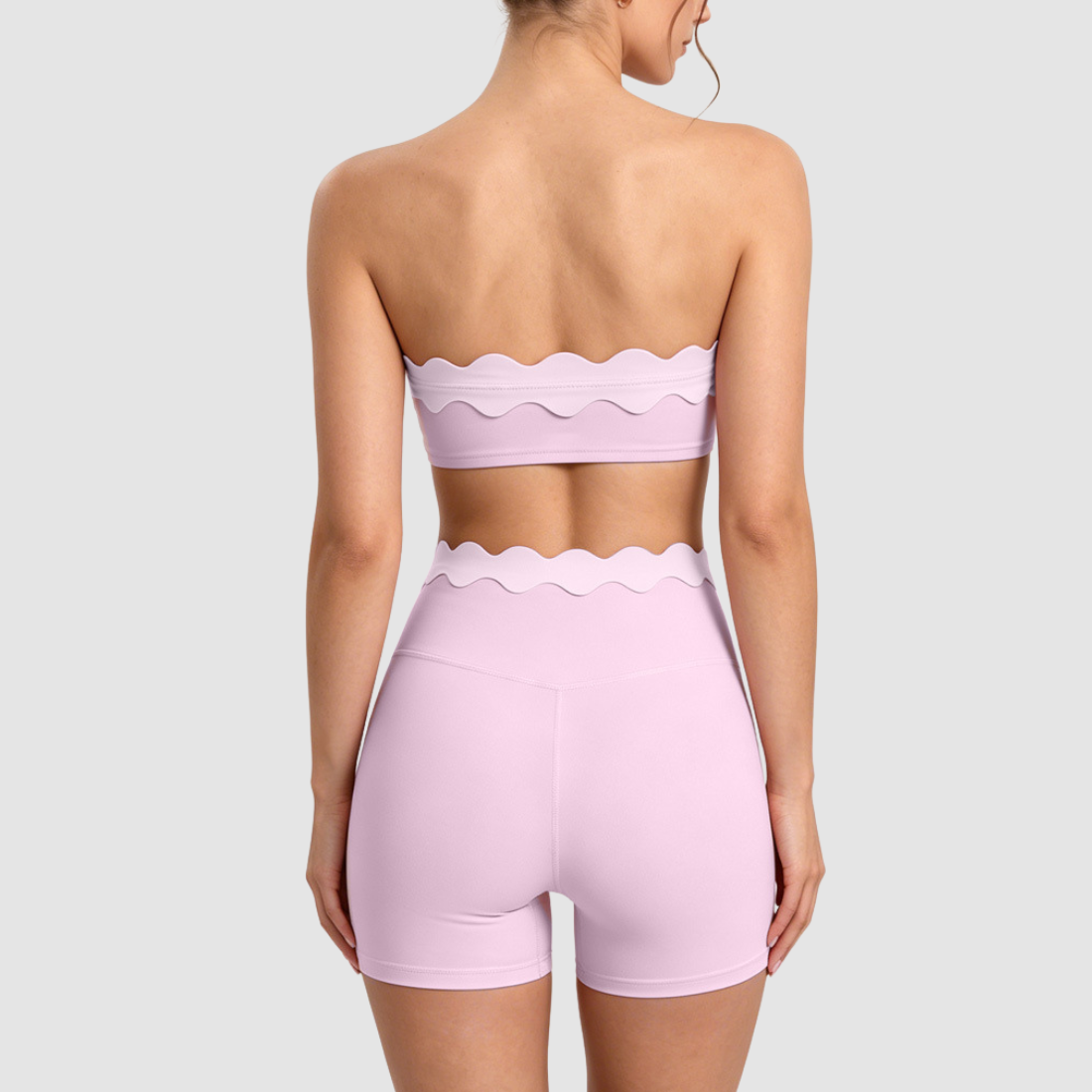 Women's Activewear Padded Color-Block Sports Bra & High-Waist Shorts Yoga Set