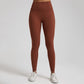 High-waisted nude leggings+U-shaped neckline sports bra 2-piece set