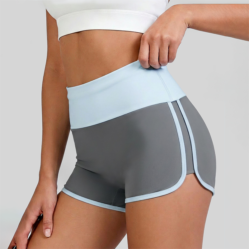 Wholesale Women's Colorblock High-Waist Yoga Shorts
