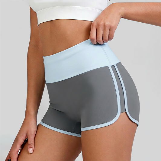 Wholesale Women's Colorblock High-Waist Yoga Shorts