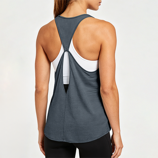 Women's Loose Yoga Tank Top Sexy Backless Athletic Cover-Up Vest