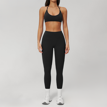 Wholesale Naked-Feel Seamless Sports Bra & High-Waist Biker Shorts Set – Quick-Dry Yoga 2-Piece