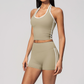 Wholesale Women's Bare-Feel Color-Block Tank Top & Shorts Set