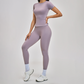Wholesale Round Neck Short Sleeve Tank Top+High Waist Legging 2-piece Set
