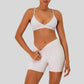 Strap bra + high-waisted shorts 2-piece set