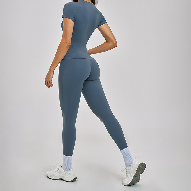 Wholesale Round Neck Short Sleeve Tank Top+High Waist Legging 2-piece Set