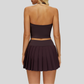 Removable Bra Pad Tank top+Anti-exposure design pleated skirt 2-piece set