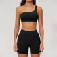 Wholesale Seamless One-Shoulder Sports Bra & High-Waist Biker Shorts Set – Quick-Dry Yoga 2-Piece