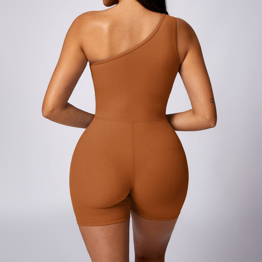 Wholesale Oblique one-shoulder exercise fitness bodysuits | Wonderxfans bulk activewear