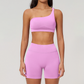 Wholesale Seamless One-Shoulder Sports Bra & High-Waist Biker Shorts Set – Quick-Dry Yoga 2-Piece