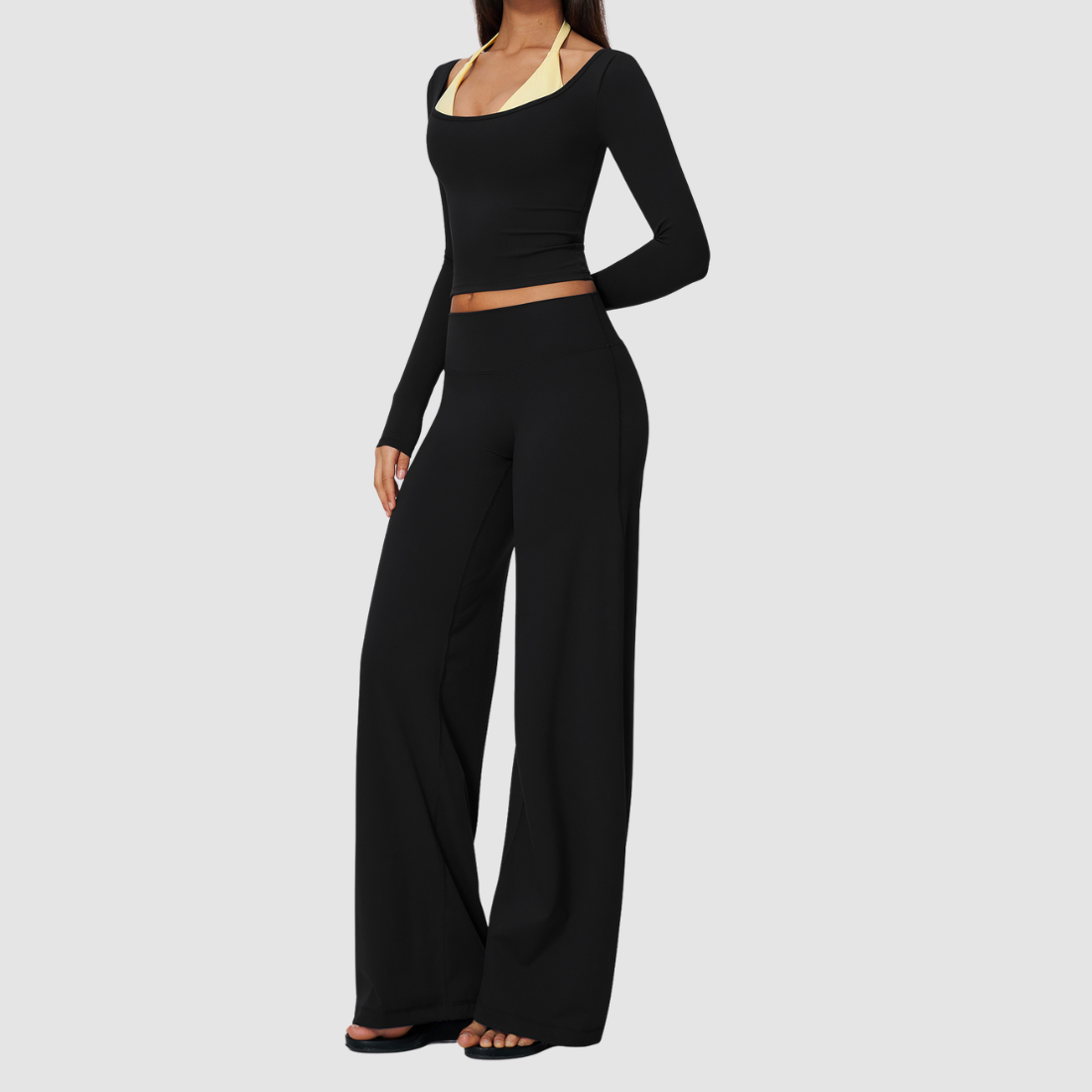 Wholesale Women’s Long-Sleeve & Wide-Leg Yoga Pants Set