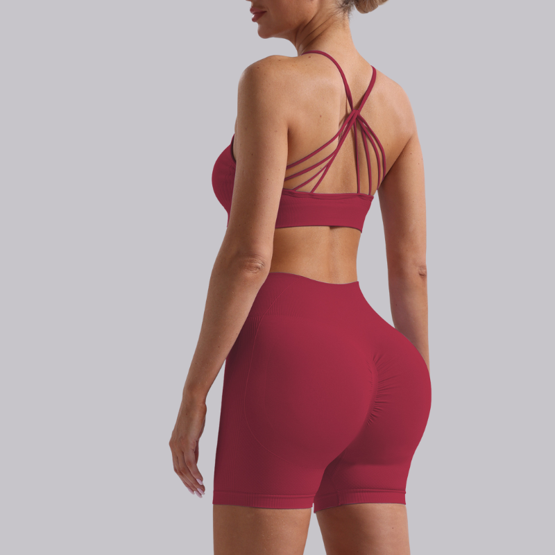Seamless beautiful back bra + shorts two-piece set