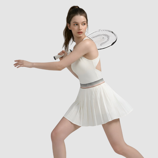 Wholesale Women's Racerback Tennis Dress with Removable Cups & Built-in Shorts