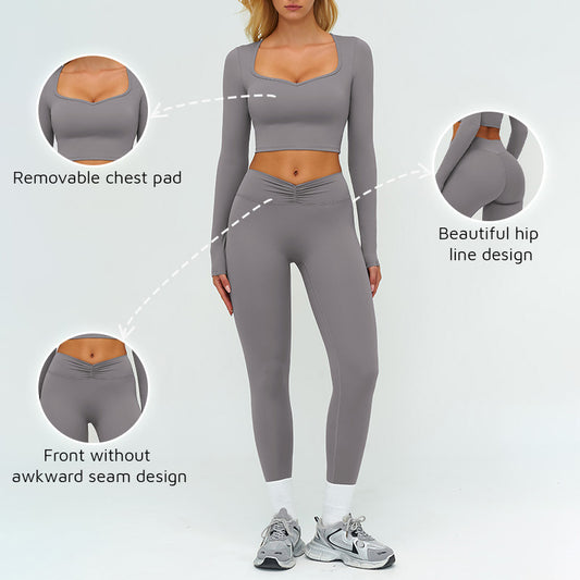 Wholesale Slim-fitting long-sleeved top + tight-fitting | Wonderxfans bulk activewear
