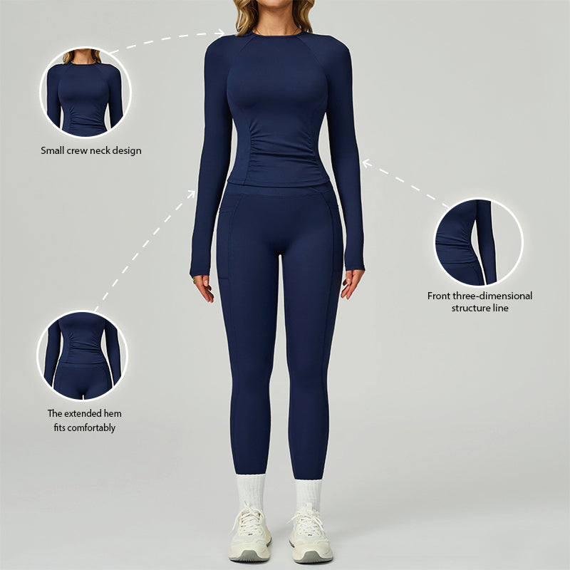 Long sleeve Sports top + High-waisted leggings 2-Piece Set