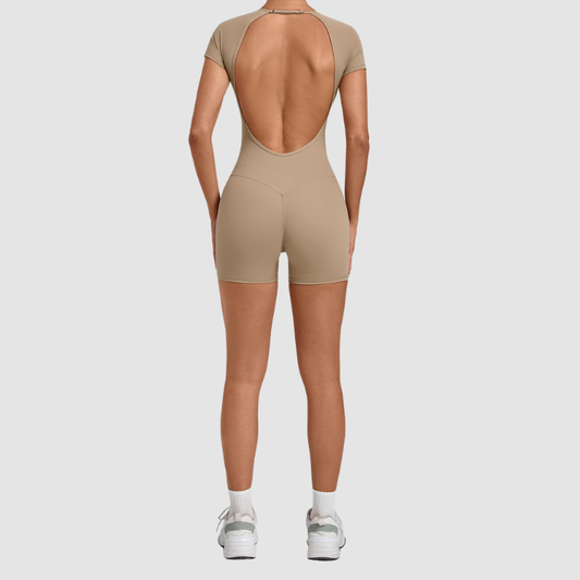 Wholesale Women's Open-Back Adjustable Yoga Bodysuit – Slim-Fit Butt-Lifting Short Romper