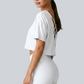 Wholesale Women's Open-Back Short Sleeve T-Shirt - Pilates Bare-Feel Fitness Top