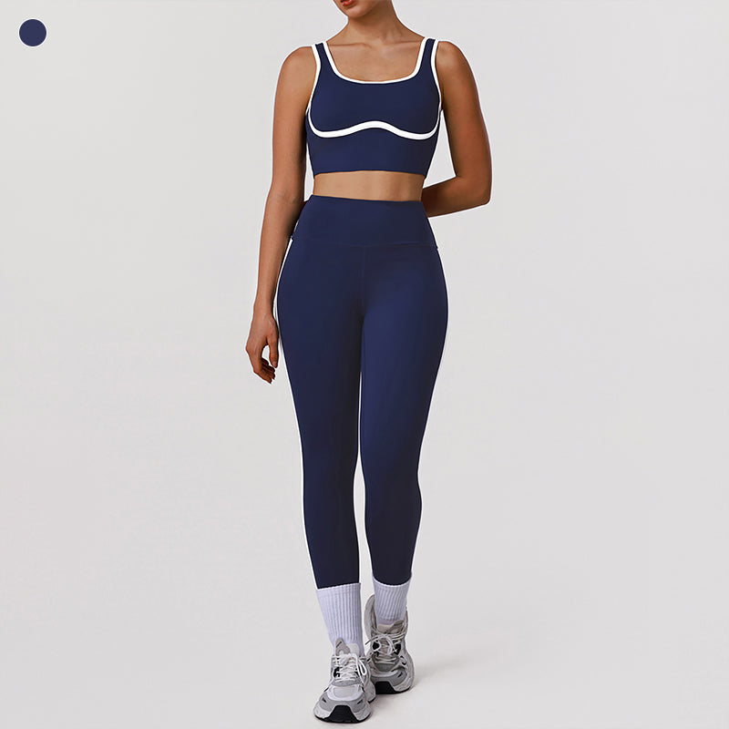 Wholesale removable padded bra + contrasting color leggings