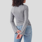 Wholesale Modal-Blend Tie-Front Bow Long-Sleeve Fitted T-Shirt – Elegant Slim-Fit Top