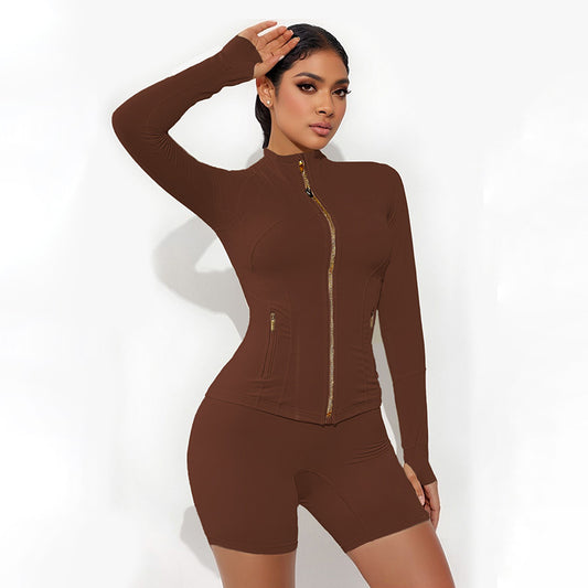 Ringumento Nude Running Fitness Stand Collar Sports Sports y set corto