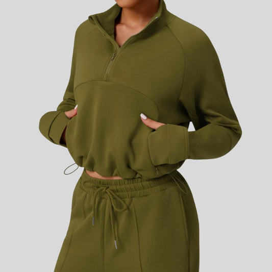 Wholesale Stand-up collar half-zip thick sweatshirt | Wonderxfans bulk activewear