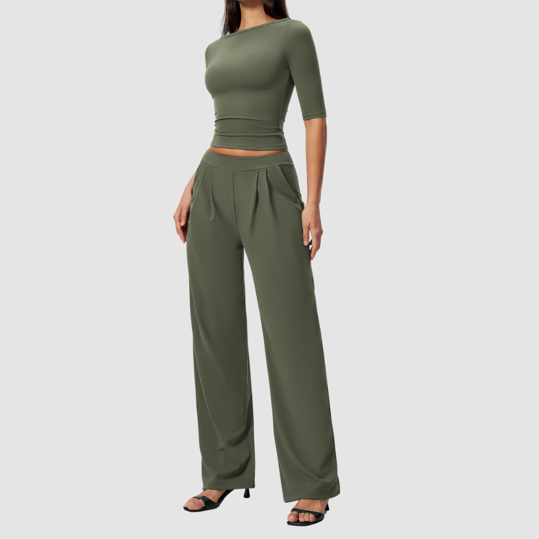 Wholesale Women’s Mid-Sleeve Top & Long Pants Yoga Set