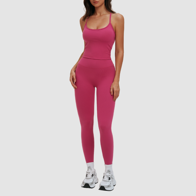 Wholesale yoga tank top with bra pads + leggings