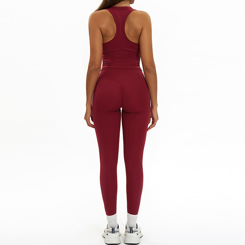 Racerback Sports top + High-waisted leggings 2-Piece Set
