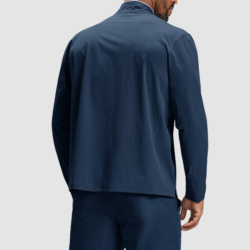 Wholesale Men Eco-friendly Recycled Contrast Color Zip-up Jacket