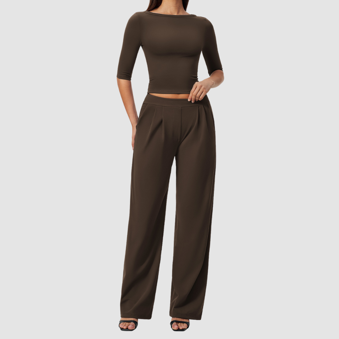 Wholesale Women’s Mid-Sleeve Top & Long Pants Yoga Set