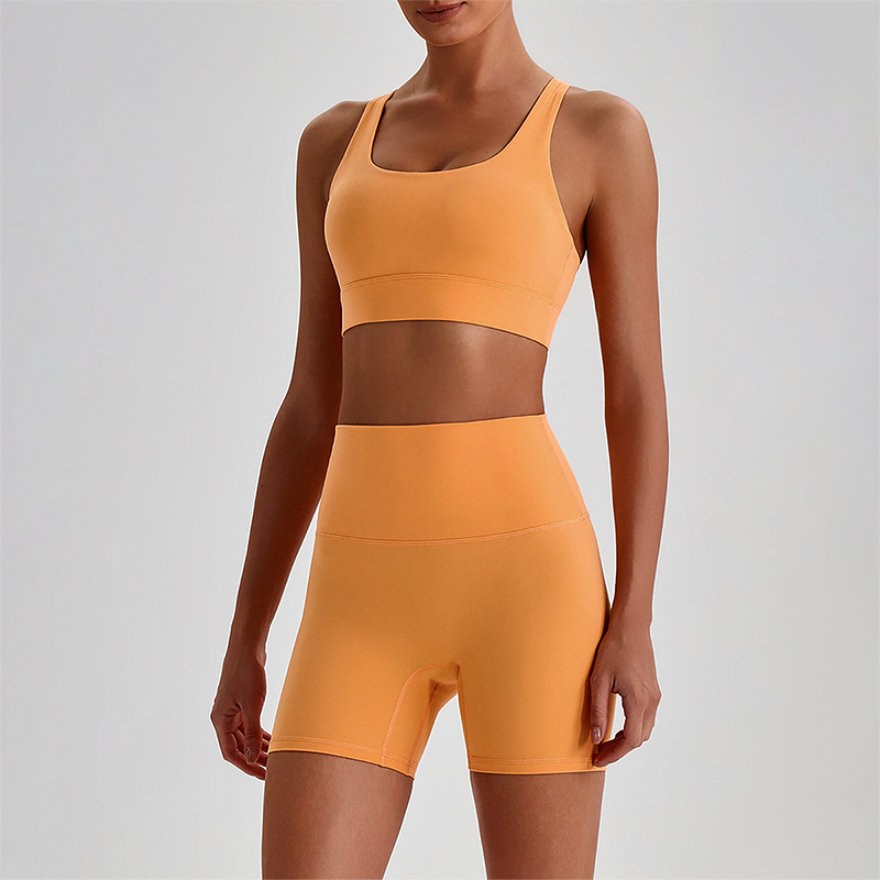 Wholesale Women's Quick-Dry Naked Feel Vest+Fitted Biker Shorts Yoga Set