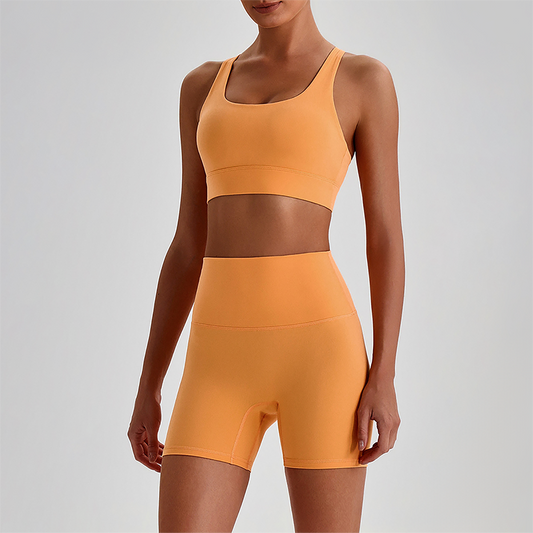 Wholesale Women's Quick-Dry Naked Feel Vest+Fitted Biker Shorts Yoga Set