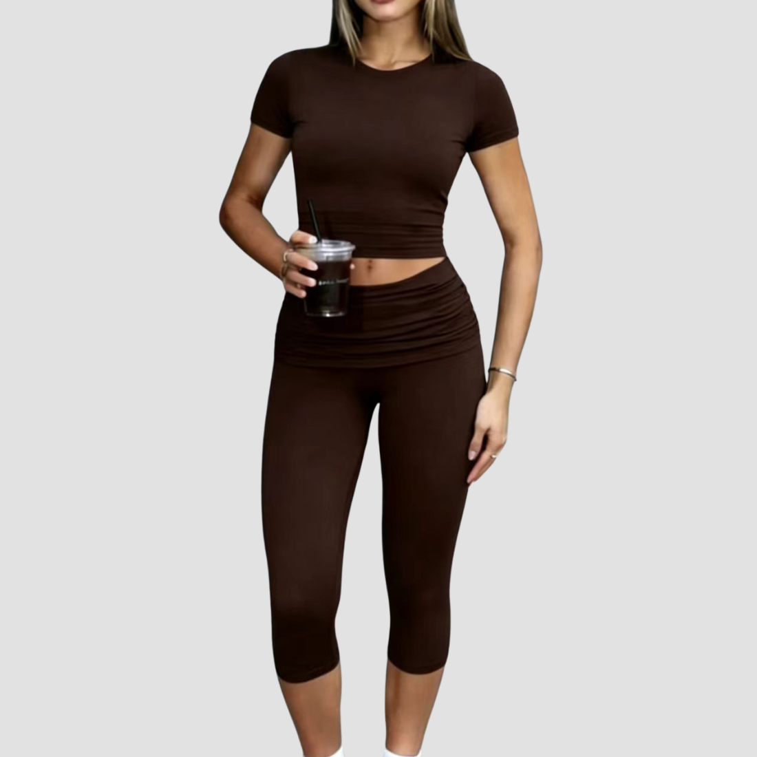 Wholesale Women’s Short-Sleeve T-Shirt & Capri Pants Set