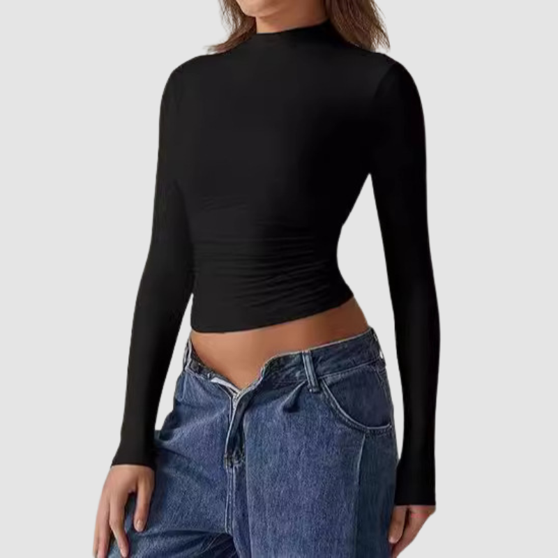 holesale stand-collar long-sleeved top