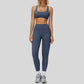 Sports bra with removable bra pads+High-waisted V-neck leggings at the back 2-piece set