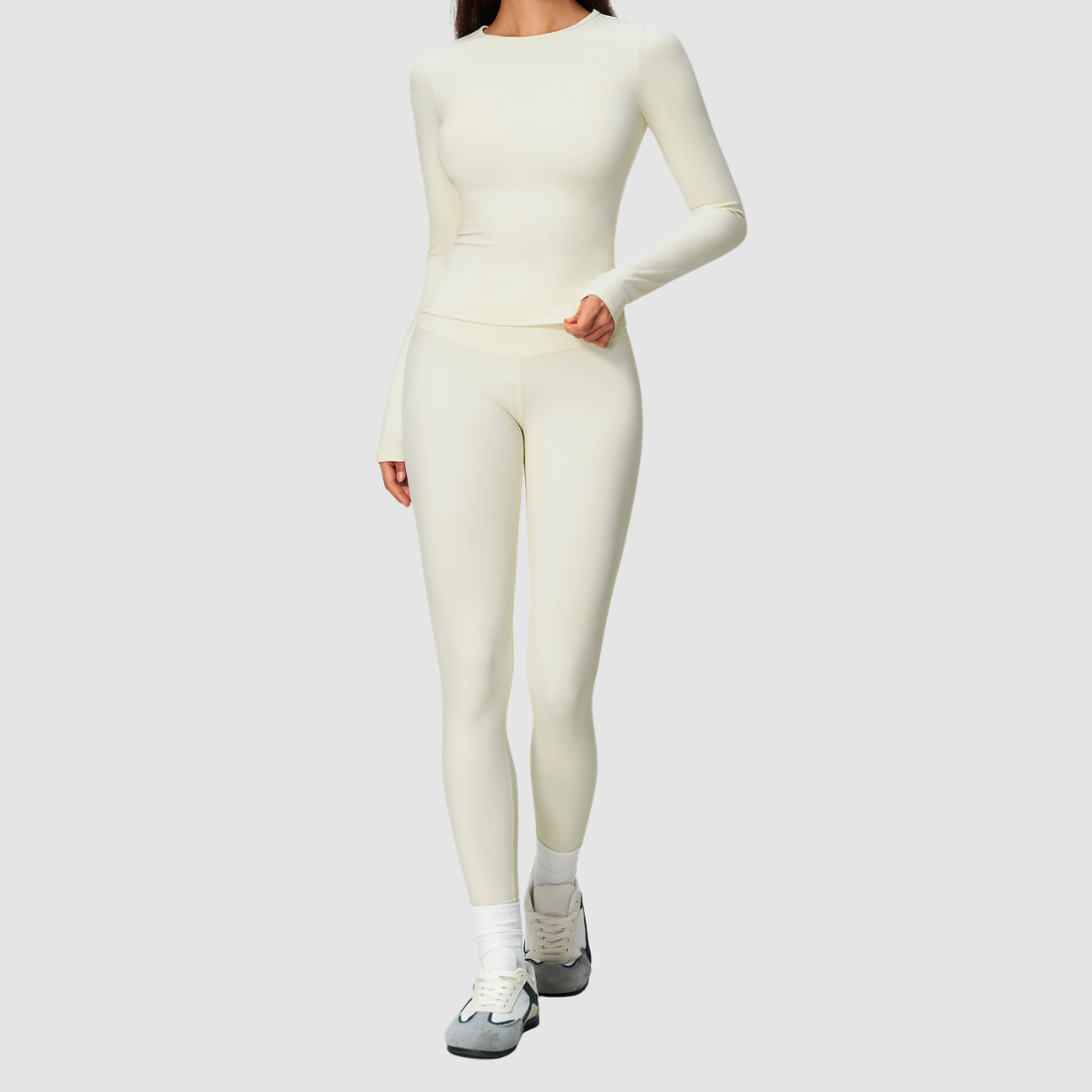 Wholesale Women's Nylon Spandex Activewear Set – Long Sleeve Tops & Leggings