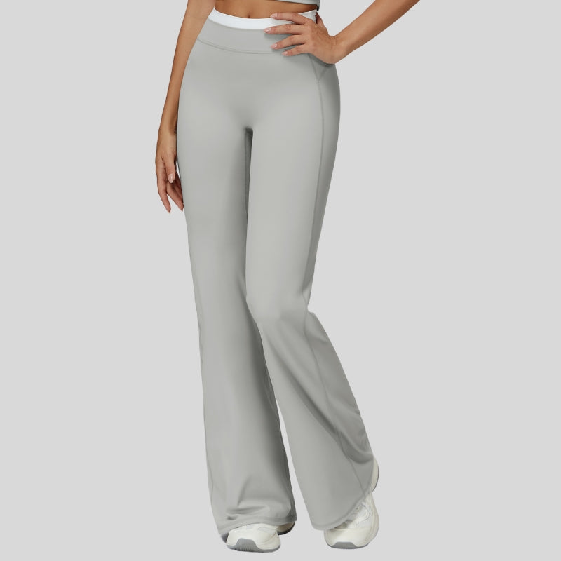 Contrast-colored sport slightly flared pants