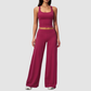 Wholesale Seam-Detail Cropped Vest & Hip-Lifting Wide-Leg Pants Set