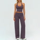 V-neck backless tank top + high-waisted loose wide-leg pants 2-piece set