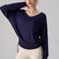 Wholesale V-Neck Batwing Sleeve Yoga Cover-up – Loose Drawstring T-Shirt