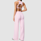 Wholesale Women's Sports Bra and Wide-Leg Pants Set – Brushed Fabric Yoga Set
